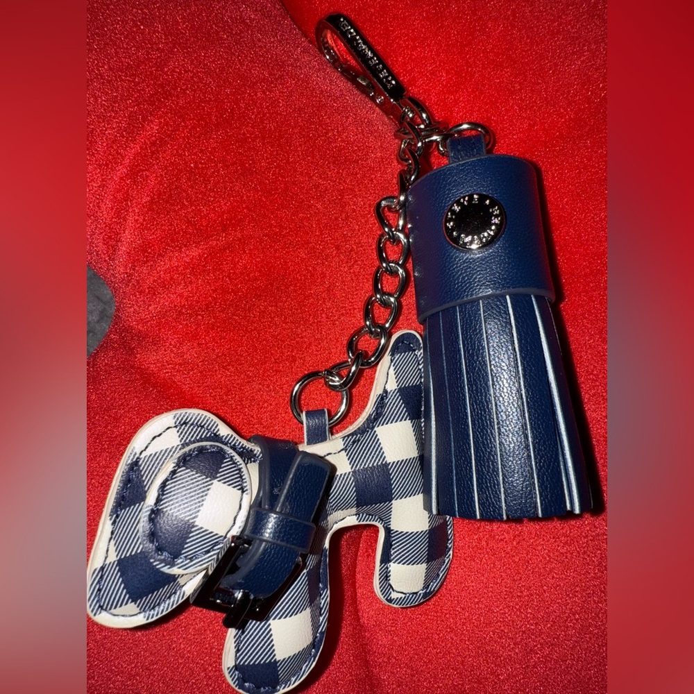 🔥Navy Blue Plaid Dog Tassel Keychain Purse Charm🔥